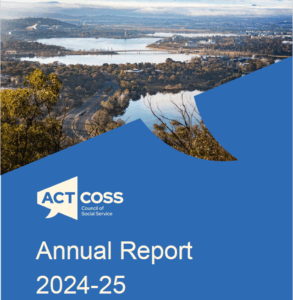 An image of the Annual Report cover - an aerial photo of Canberra and the title "Annual Report 2024-25"